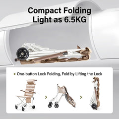 Folding Travel Chair with Wheels, Portable Multi-Function Mobility Chair for Outdoor Trips