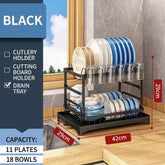 Multi-Function Dish Drying Rack, Kitchen Countertop Dish Organizer for Plates, Bowls, Cups & Utensils
