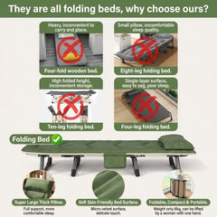 Portable Folding Cot Bed for Adults, Office Nap Bed with Adjustable Reclining Backrest for Home, Camping & Guest Room