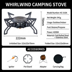 Portable Split-Type Camping Gas Stove Outdoor Cassette Burner Flying Saucer Tea Cooking Stove for Camping Picnic Hiking