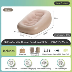 Automatic Inflatable Sofa Bed with Built-in Electric Pump, Portable Single Air Lounger for Camping, Home, Travel & Outdoor Use