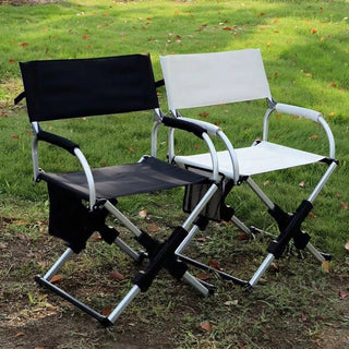 Portable Aluminum Alloy Folding Camping Chair Director's Chair with Backrest for Camping, Fishing, RV & Outdoor Travel
