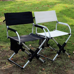 Portable Aluminum Alloy Folding Camping Chair Director's Chair with Backrest for Camping, Fishing, RV & Outdoor Travel
