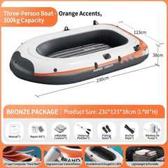 Heavy-Duty Inflatable Kayak & Fishing Boat, Multi-Person PVC Raft for Family Camping, River, Lake & Outdoor Adventures