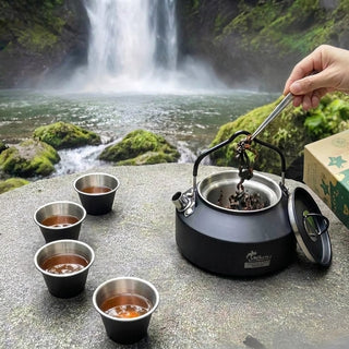 Portable 304 Stainless Steel Tea Set with Teapot for Travel, Camping, Outdoor Brewing & Tea Drinking