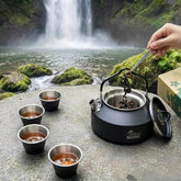 Portable 304 Stainless Steel Tea Set with Teapot for Travel, Camping, Outdoor Brewing & Tea Drinking