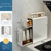 Kitchen Storage Cabinet – Multi-Layer Narrow Spice Rack with Dustproof Pull-Out Organizer for Condiments