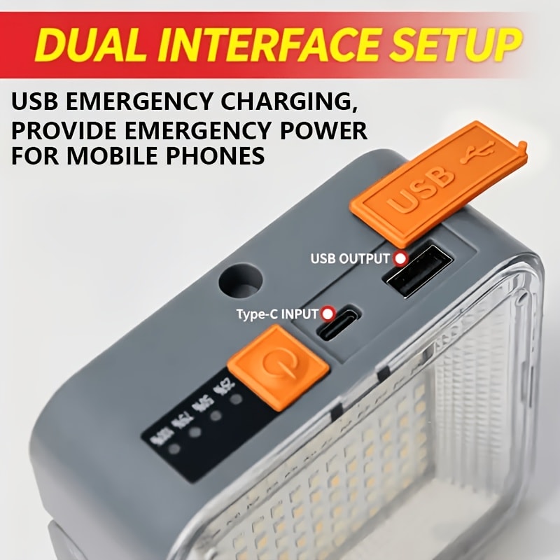 Portable Bright Solar Camping Lantern, Magnetic Mount, 266 Leds, 2400Mah Battery, 8-Hour Runtime with Warning Flash. Ideal for Camping, Blackout Emergency, Great Birthday Gift
