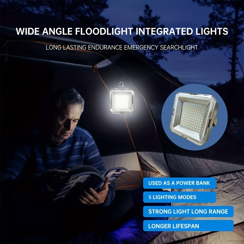 Portable Bright Solar Camping Lantern, Magnetic Mount, 266 Leds, 2400Mah Battery, 8-Hour Runtime with Warning Flash. Ideal for Camping, Blackout Emergency, Great Birthday Gift