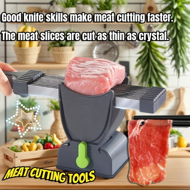 Manual Meat Slicer & Knife Sharpener Set – Stainless Steel, Perfect for Beef, Pork, Lamb – Ideal for Home Cooking & BBQ, Black