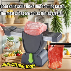 Manual Meat Slicer & Knife Sharpener Set – Stainless Steel, Perfect for Beef, Pork, Lamb – Ideal for Home Cooking & BBQ, Black