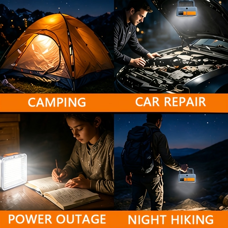 Portable Bright Solar Camping Lantern, Magnetic Mount, 266 Leds, 2400Mah Battery, 8-Hour Runtime with Warning Flash. Ideal for Camping, Blackout Emergency, Great Birthday Gift