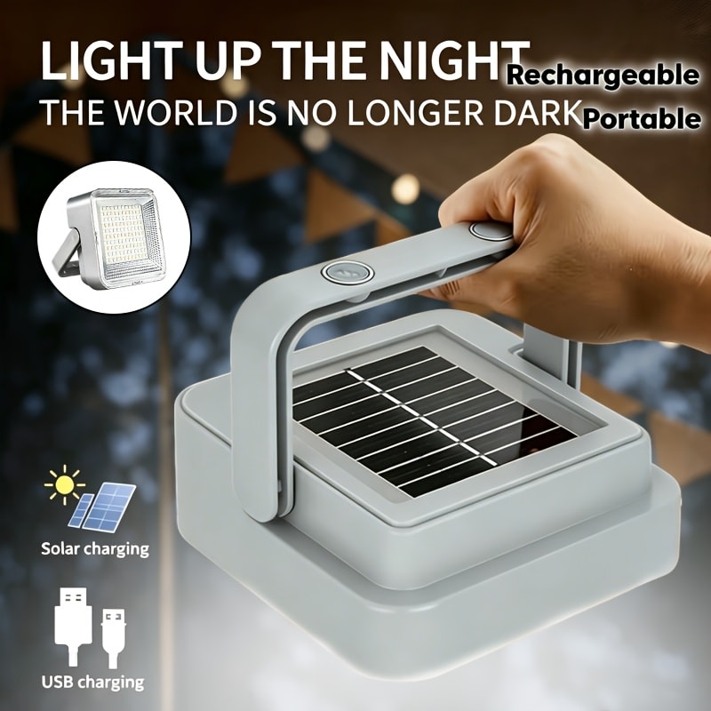 Portable Bright Solar Camping Lantern, Magnetic Mount, 266 Leds, 2400Mah Battery, 8-Hour Runtime with Warning Flash. Ideal for Camping, Blackout Emergency, Great Birthday Gift