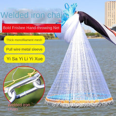 Hand Cast Fishing Net with Large Disc – Easy Throw Rubber Mesh Net for Catching Fish
