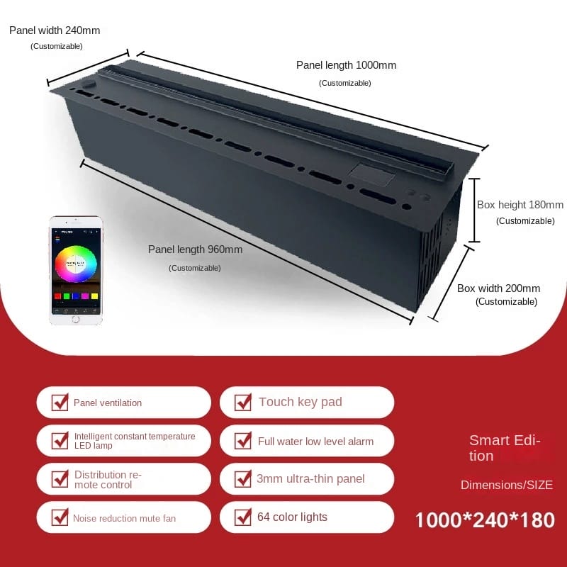 Modern 3D Steam Fireplace Insert – Decorative Atomized Electric Humidifier for Home & Wall-Mounted Interiors