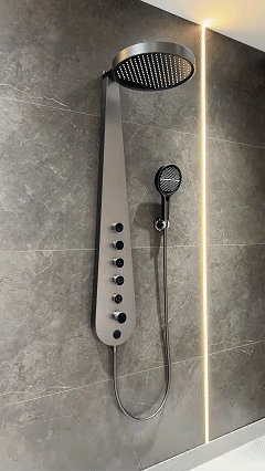 Luxury Pipa Style Shower Faucet Set with High Pressure Pulse Spray, Wall Mounted Rainfall Bathroom Shower System
