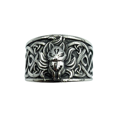 Vleee Stylish Halloween Nine Tails Fox Ring: A Fashionable choice for Women and Men, featuring Animal Stainless Steel and Celtic Knot elements.