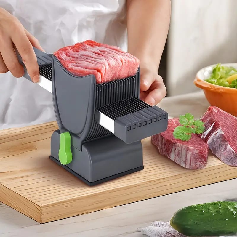 Manual Meat Slicer & Knife Sharpener Set – Stainless Steel, Perfect for Beef, Pork, Lamb – Ideal for Home Cooking & BBQ, Black
