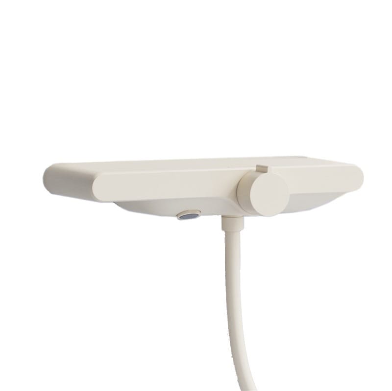 Xystore Vintage White Shower Set with Adjustable Riser Rail, Dual Hot & Cold Function, Bathtub & Wall Mount