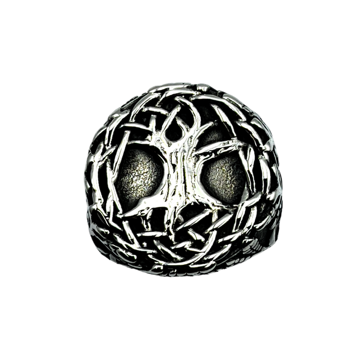 Vleee New Retro Punk Release: Tree of Life Titanium Steel Men's Ring, blending European and American styles for a domineering stainless steel look.
