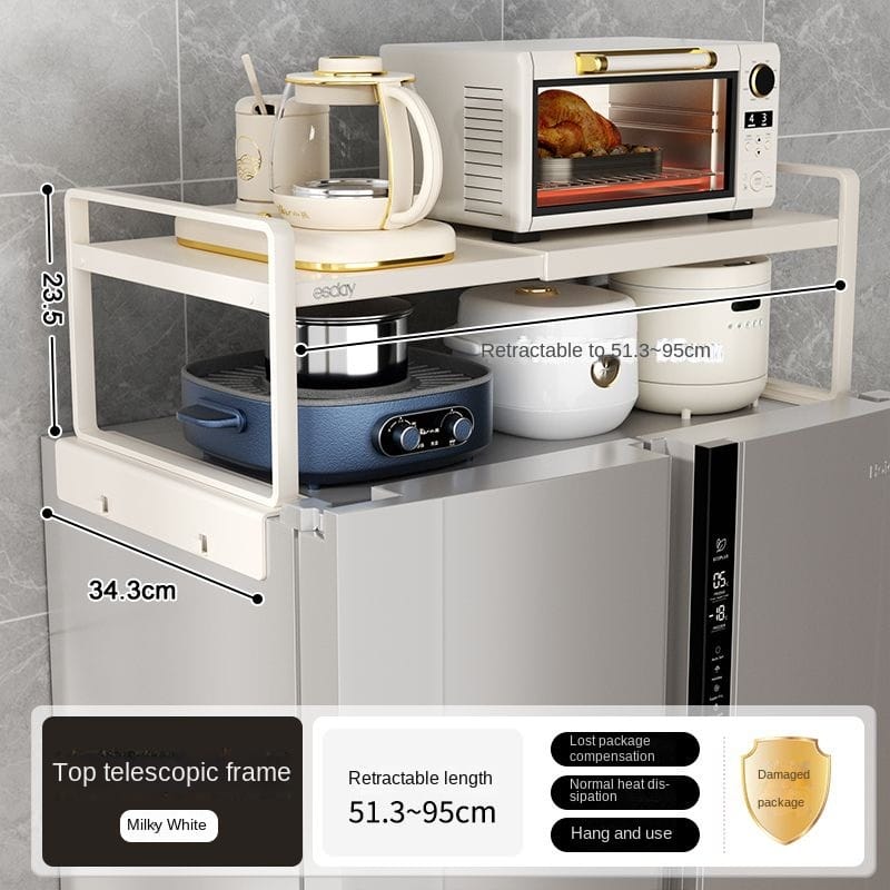 Magnetic Refrigerator Top Storage Rack – Side Mounted Organizer for Single & Double Door Kitchen Use