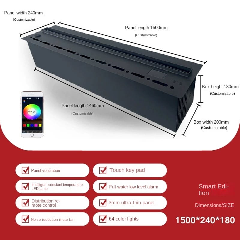 Modern 3D Steam Fireplace Insert – Decorative Atomized Electric Humidifier for Home & Wall-Mounted Interiors