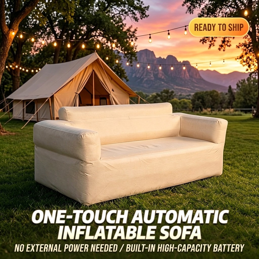 Automatic Inflatable Double Camping Sofa with Fabric Cover, Portable Air Lounger Chair for Outdoor Camping, Travel & Relaxation