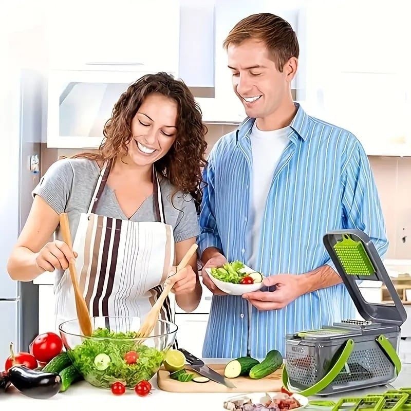 XYlivingstore 22-in-1 Manual Food Chopper with 14 Blades – Multifunctional Vegetable & Meat Slicer