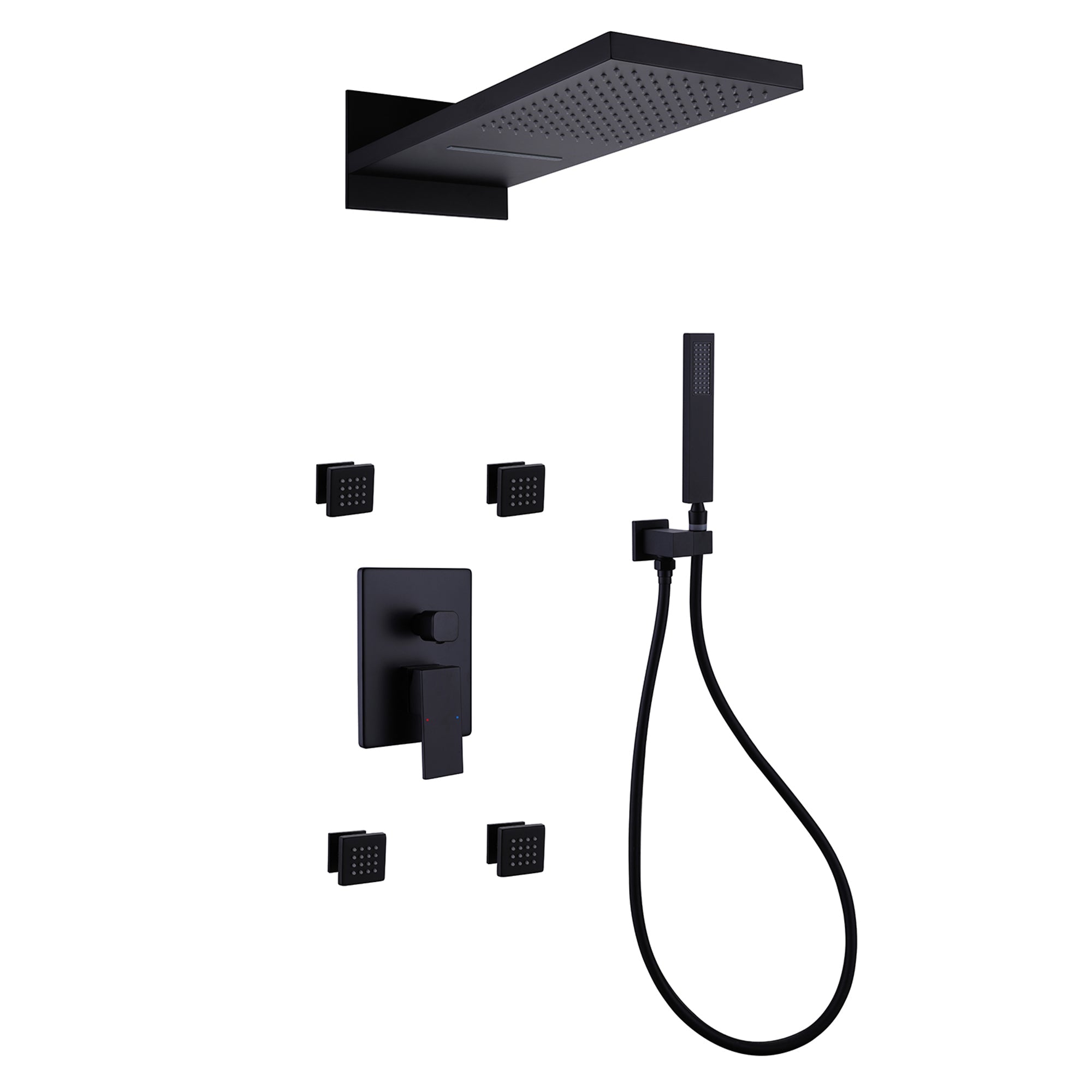XYlivingstore Luxury Pressure Balanced Water In-Wall Luxury Waterfall Shower System with Hand Shower and Body Sprays – Pressure Balanced Designfall Shower System with Hand Shower & Body Jets