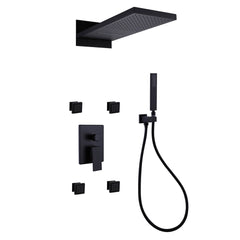 XYlivingstore Luxury Pressure Balanced Water In-Wall Luxury Waterfall Shower System with Hand Shower and Body Sprays – Pressure Balanced Designfall Shower System with Hand Shower & Body Jets