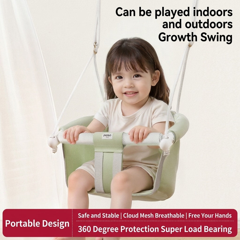 Indoor Outdoor Kids Swing Chair, Portable Hanging Hammock Swing for Toddlers & Family Backyard Play
