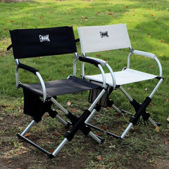 Portable Aluminum Alloy Folding Camping Chair Director's Chair with Backrest for Camping, Fishing, RV & Outdoor Travel