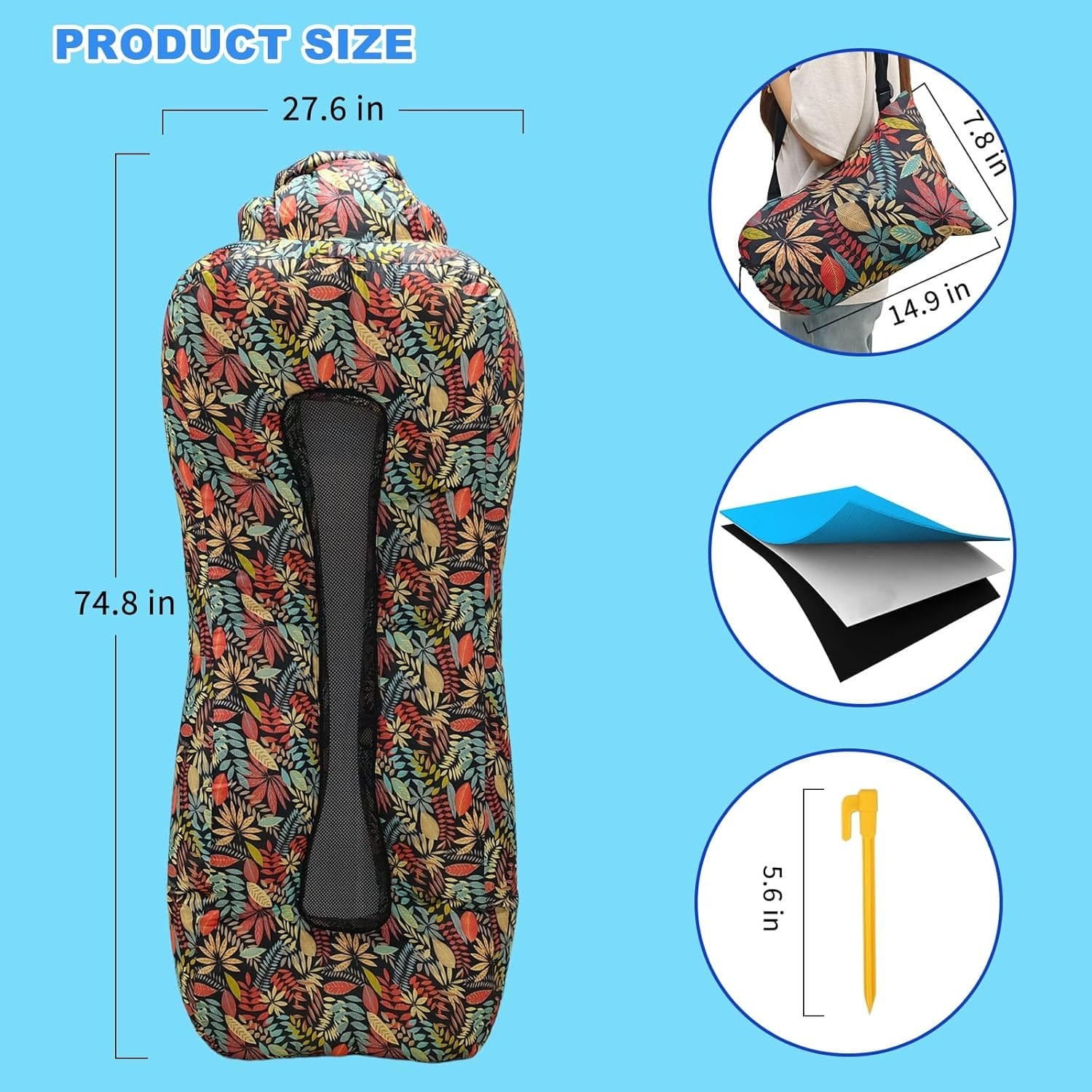 Portable Inflatable Lounger Sofa for Camping, Beach, Hiking & Outdoor Use – Quick Auto Air Mattress, Waterproof Anti-Tilt Air Couch for Travel & Picnic