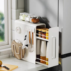 Kitchen Storage Cabinet – Multi-Layer Narrow Spice Rack with Dustproof Pull-Out Organizer for Condiments