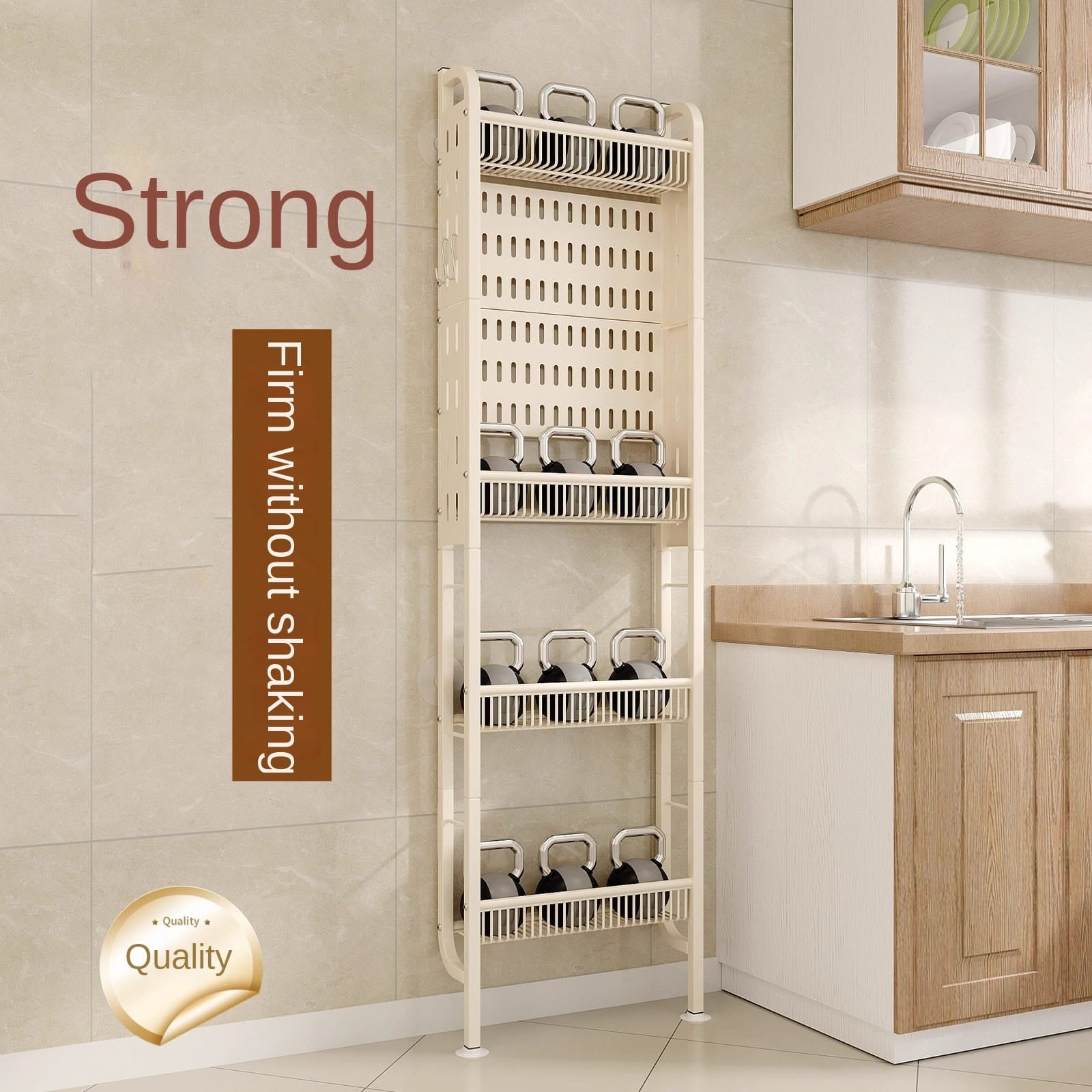 XYstore Over-the-Door Slim Kitchen Storage Rack – Multi-Layer Wall Organizer for Spices, Cups & Utensils, No-Drill Design