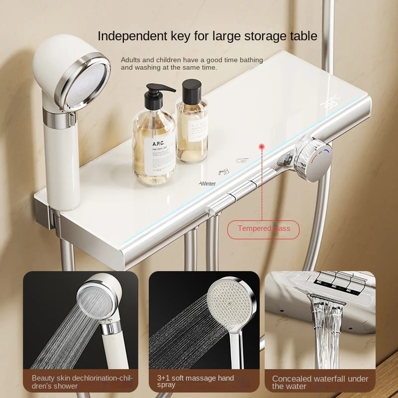 Modern Concealed Shower Set with Separate Design, Easy Installation & Flat Storage Shelf