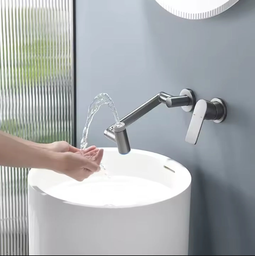 Single Handle Wall-Mounted Bathroom Faucet with Temperature Display – Modern & Functional