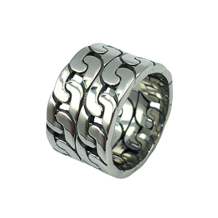 Vleee Unisex Double Chain Ring: Simple Design for both Men and Women, an ideal accessory for hip-hop parties, offering a cool and multifunctional style.
