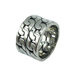 Vleee Unisex Double Chain Ring: Simple Design for both Men and Women, an ideal accessory for hip-hop parties, offering a cool and multifunctional style.