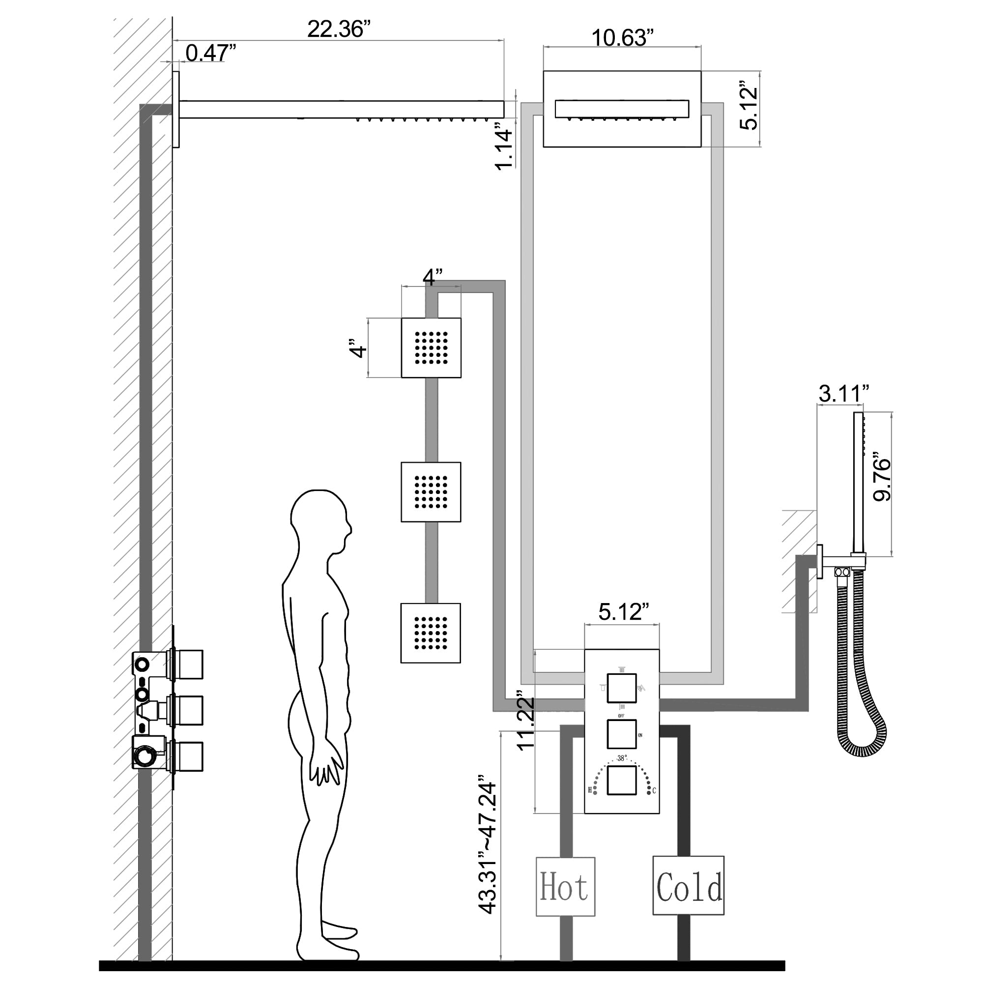 XYlivingstore Hidden Luxury Shower System with Built-in Valve – Elegant and Functional Design