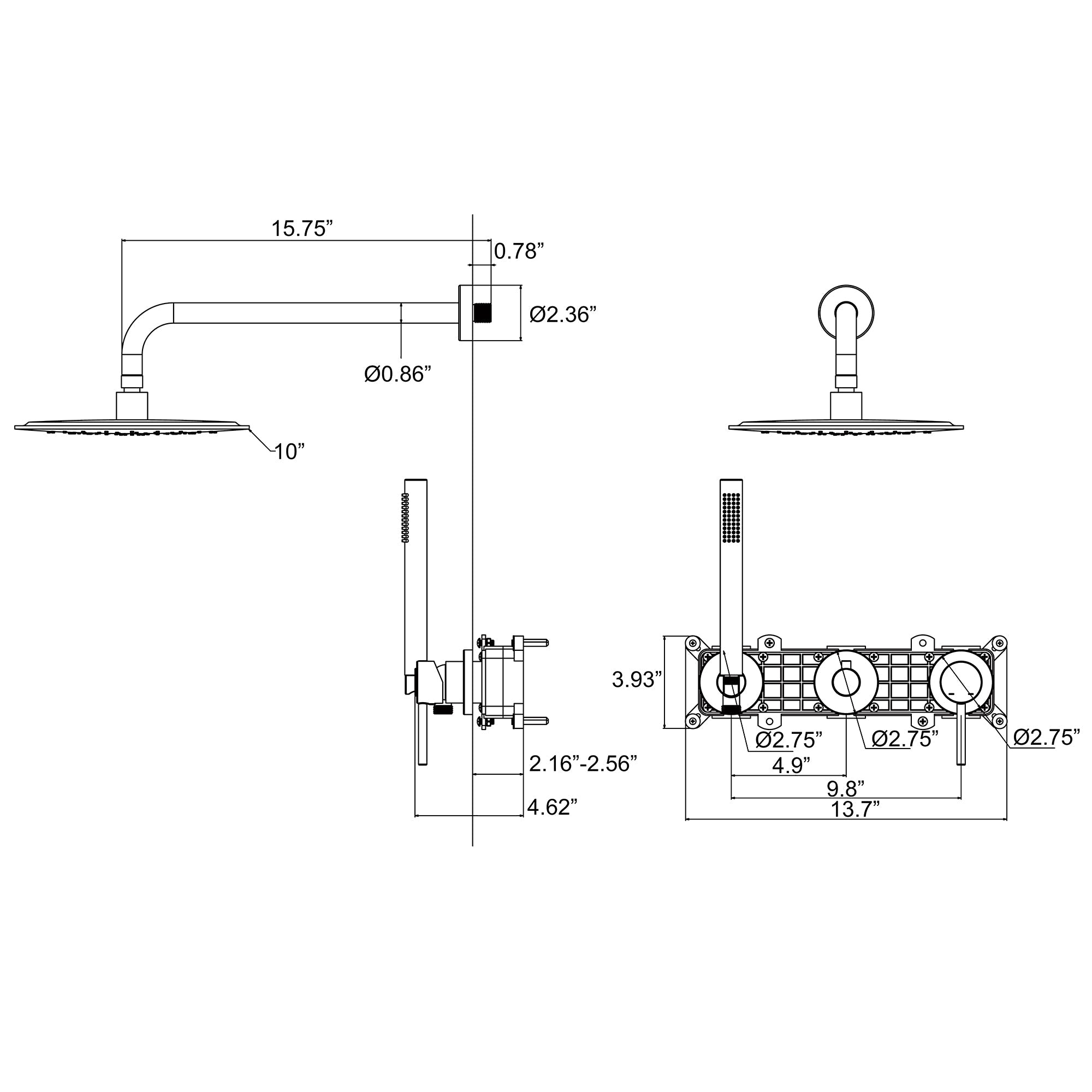XYlivingstore Rain Shower System with Handheld Shower and Rough-in Valve – Stylish and Complete Solution