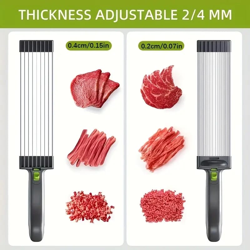 Manual Meat Slicer & Knife Sharpener Set – Stainless Steel, Perfect for Beef, Pork, Lamb – Ideal for Home Cooking & BBQ, Black