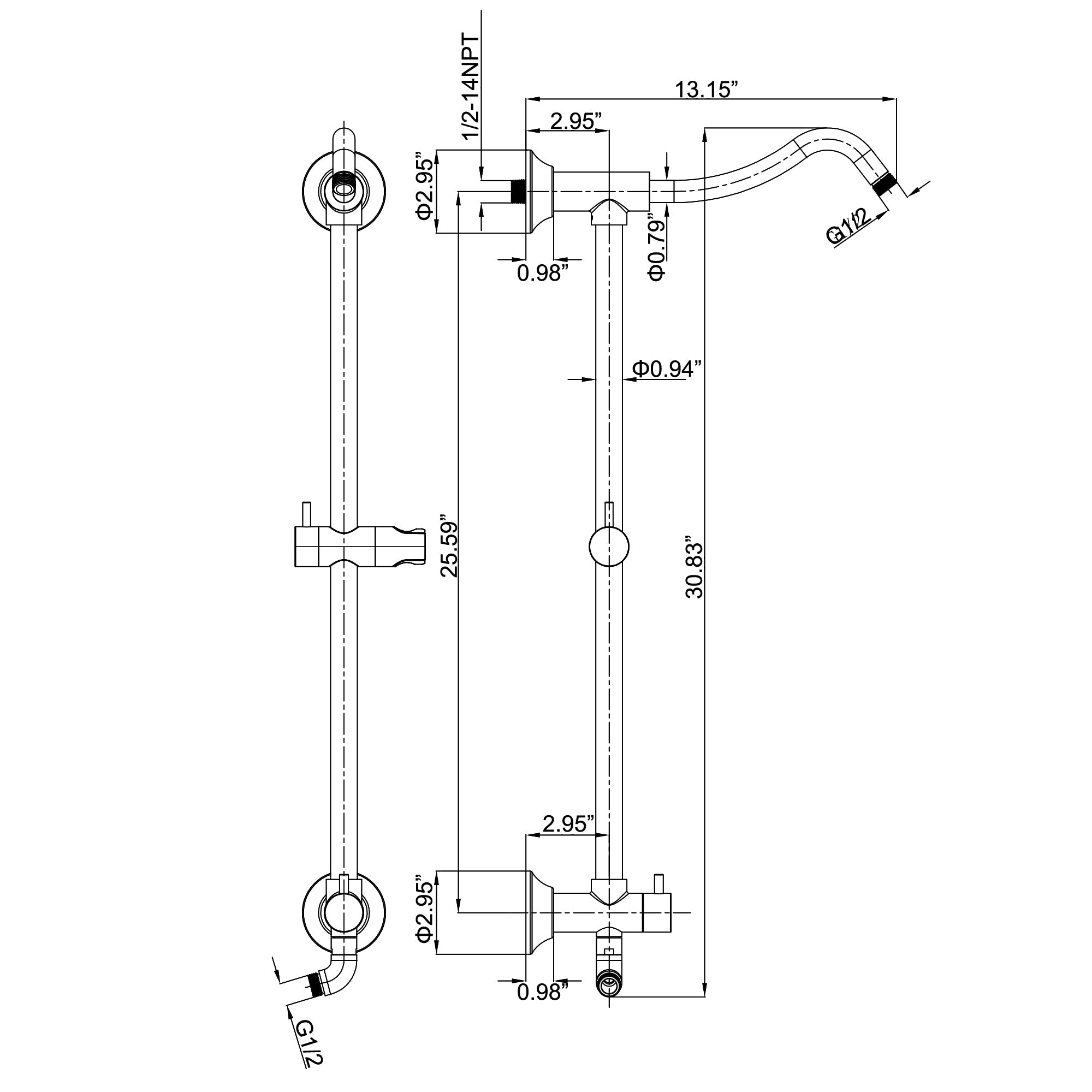 XYlivingstore Shower System with 10'' Rain Shower Head and 5-Setting Handheld Shower – Less Rough-in Valve