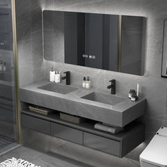 Modern Solid Wood Bathroom Vanity Set with Integrated Sink, Smart Mirror & Storage Cabinet for Home