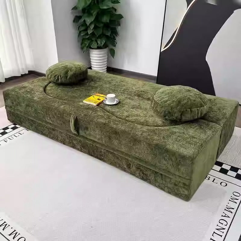 2025 Vacuum-Compressed Foldable Sofa Bed – Retro Fabric Couch for Small Spaces