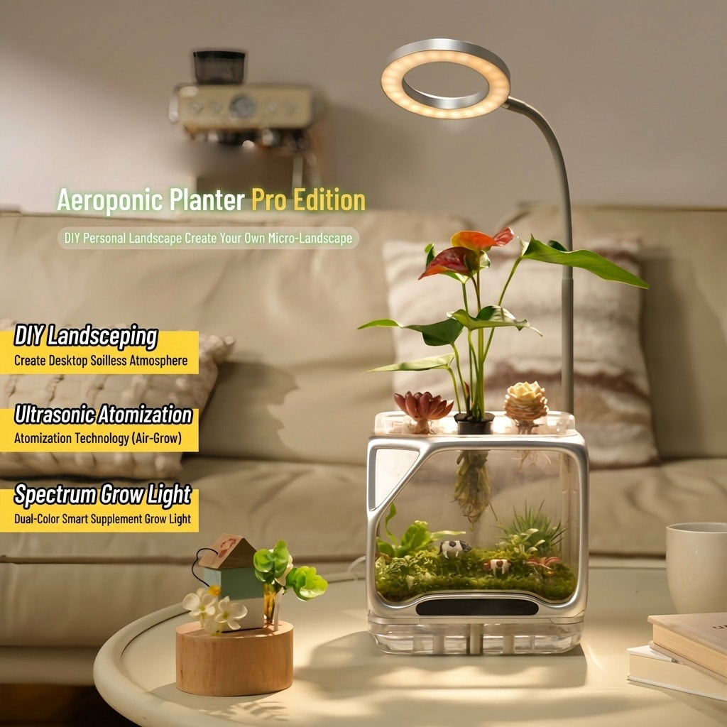 Smart Mist Hydroponic Growing System Pro Desktop Aeroponic Planter for DIY Moss Terrariums & Soilless Indoor Gardening