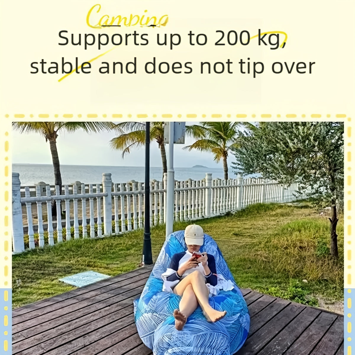 Portable Inflatable Outdoor Sofa – Quick Inflate, Foldable Air Mattress with Storage Bag for Camping, Festivals, Beach & Backyard Lounging