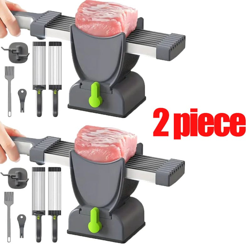 Manual Meat Slicer & Knife Sharpener Set – Stainless Steel, Perfect for Beef, Pork, Lamb – Ideal for Home Cooking & BBQ, Black