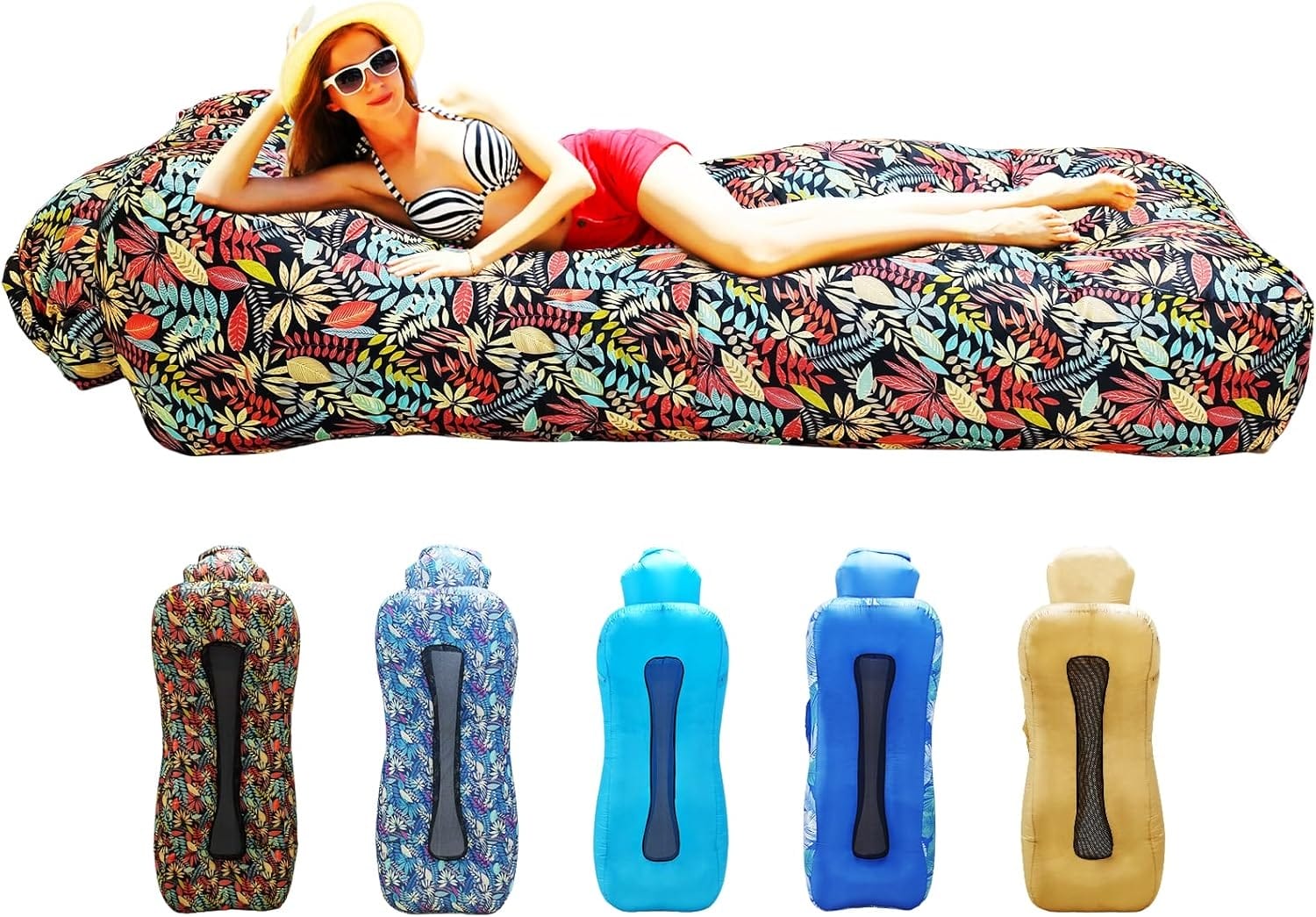 Portable Inflatable Lounger Sofa for Camping, Beach, Hiking & Outdoor Use – Quick Auto Air Mattress, Waterproof Anti-Tilt Air Couch for Travel & Picnic