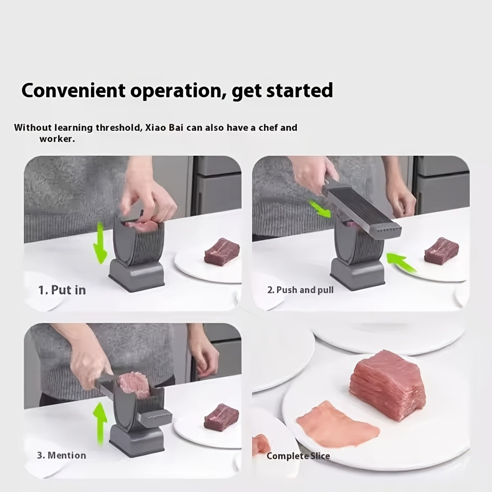 Manual Meat Slicer & Knife Sharpener Set – Stainless Steel, Perfect for Beef, Pork, Lamb – Ideal for Home Cooking & BBQ, Black
